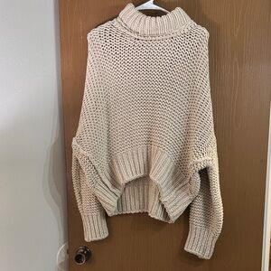 Free People Cream Turtleneck Sweater Size L